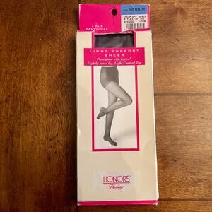 Honors Hosiery Support Light Control Top Pantyhose Size Medium Tall Color: Black